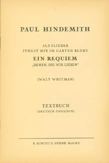 Cover: 9783795733742 | Als Flieder jüngst mir im Garten blüht | Paul Hindemith | Broschüre