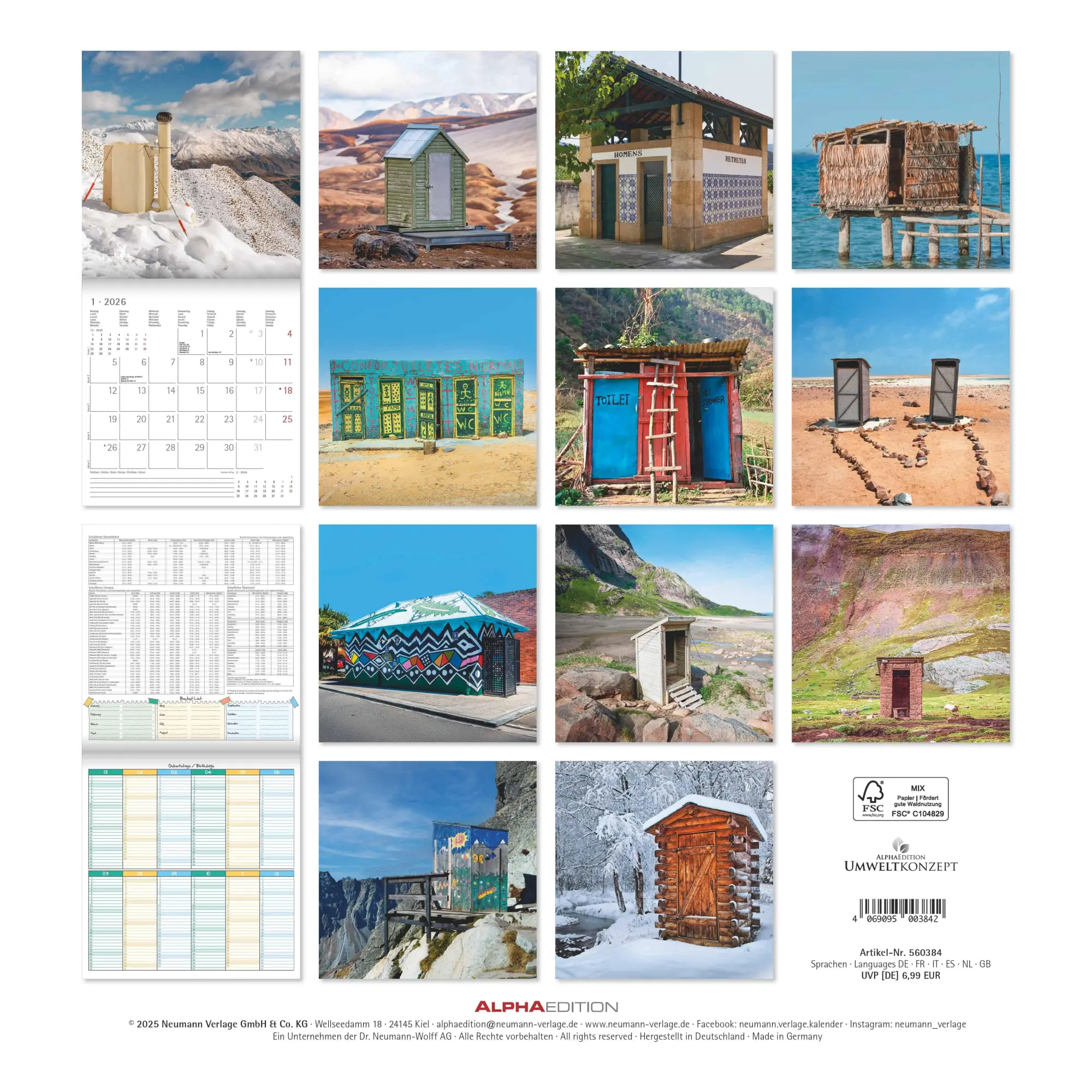 Rückseite: 4069095003842 | Toilets Around the World 2026 - Wand-Kalender - Broschüren-Kalender...