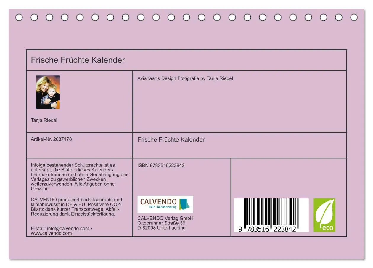 Bild: 9783516223842 | Frische Früchte Kalender (Tischkalender 2026 DIN A5 quer), CALVENDO...