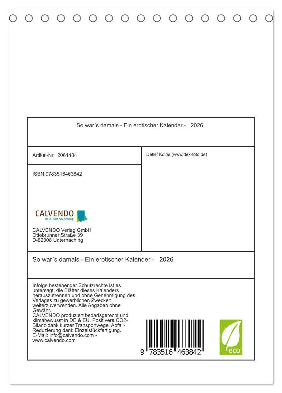 Bild: 9783516463842 | So war´s damals - Ein erotischer Kalender - 2026 (Tischkalender...