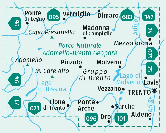 Bild: 9783990443842 | KOMPASS Wanderkarte 070 Naturpark Adamello-Brenta Geopark, Parco...