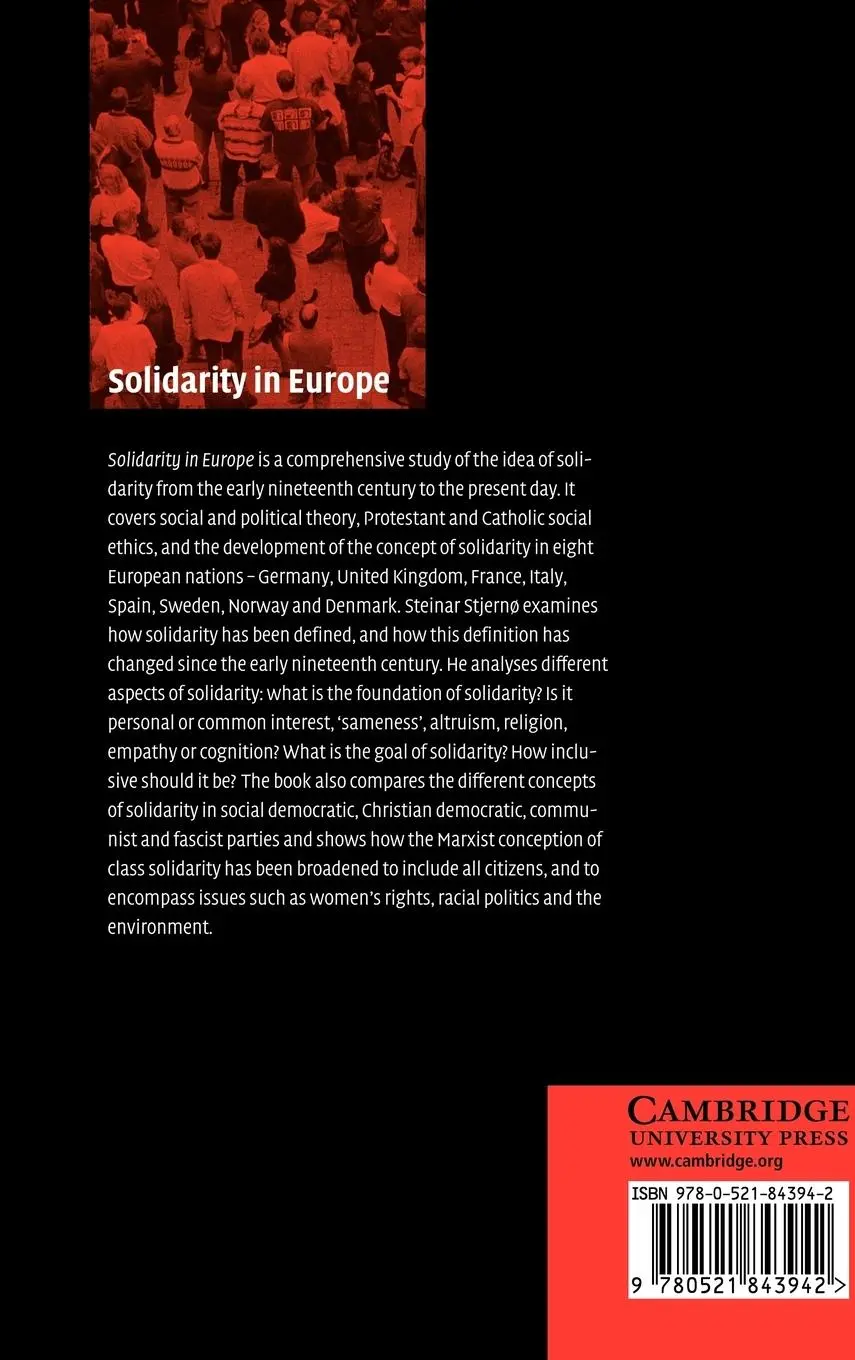 Rückseite: 9780521843942 | Solidarity in Europe | The History of an Idea | Steinar Stjerno | Buch