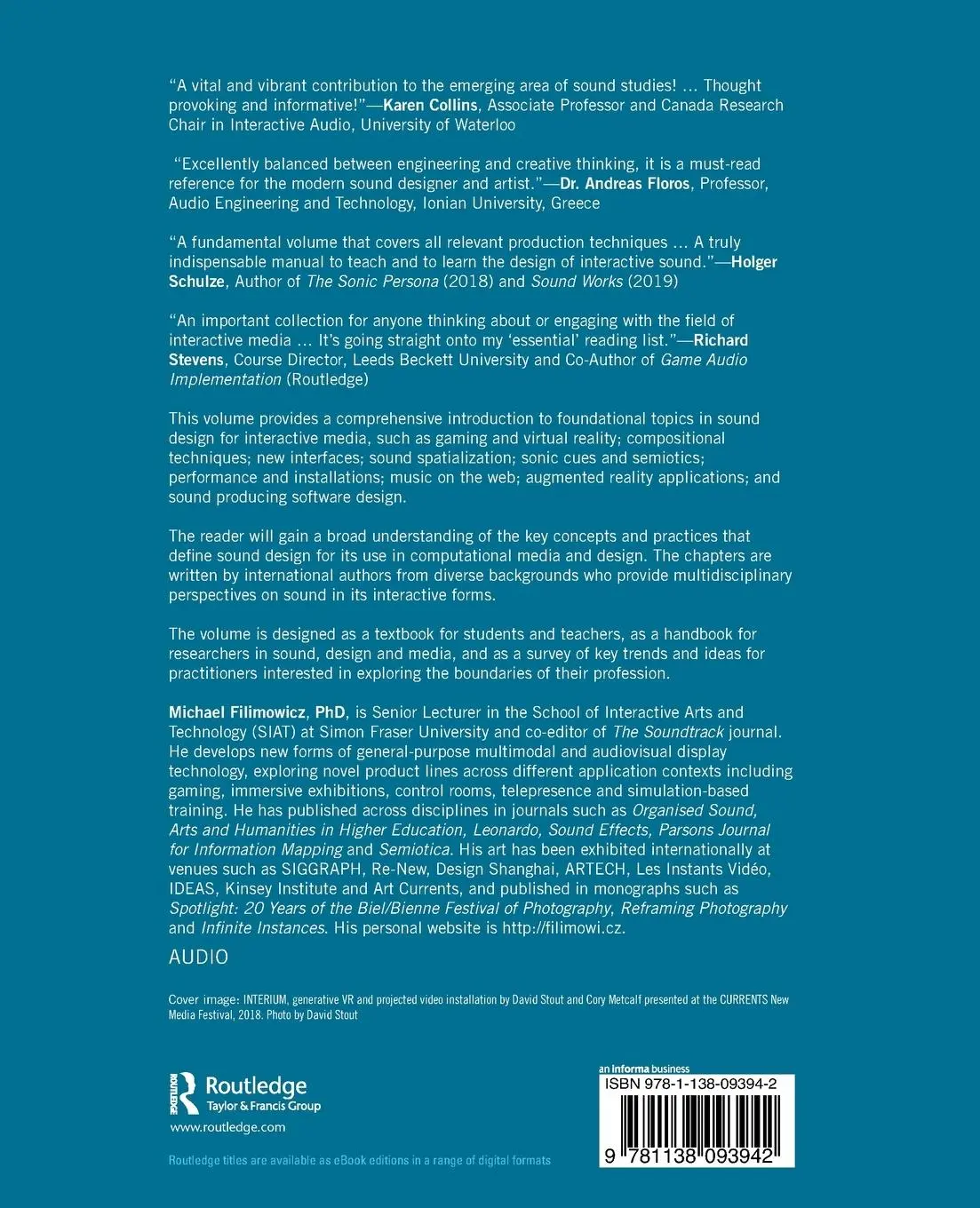 Rückseite: 9781138093942 | Foundations in Sound Design for Interactive Media | Michael Filimowicz