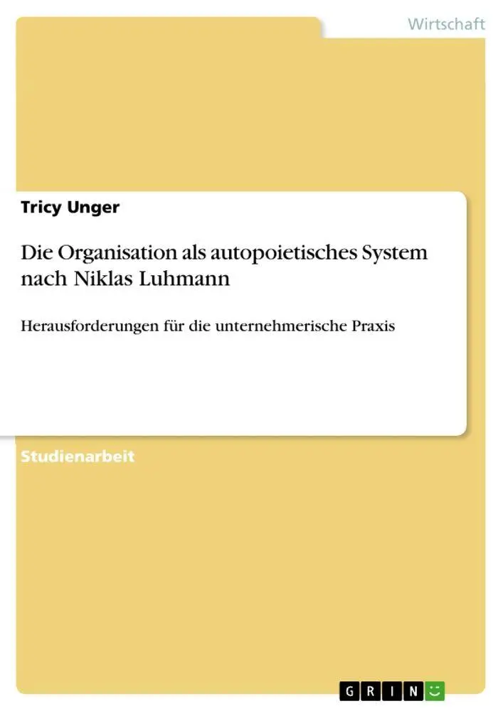 Cover: 9783346243942 | Die Organisation als autopoietisches System nach Niklas Luhmann | Buch