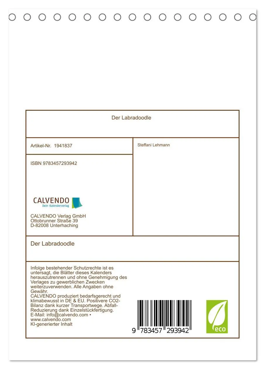 Bild: 9783457293942 | Der Labradoodle (Tischkalender 2026 DIN A5 hoch), CALVENDO...