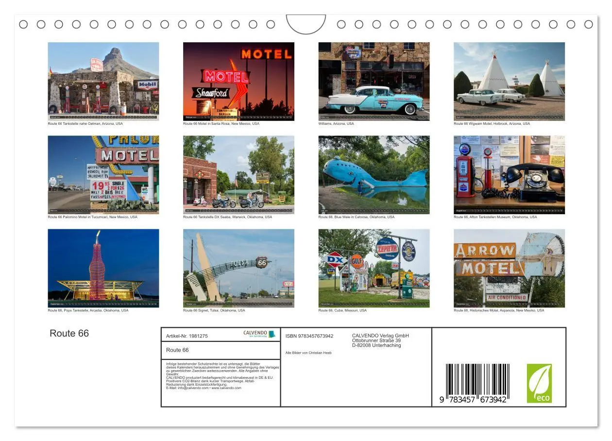 Bild: 9783457673942 | Route 66 (Wandkalender 2026 DIN A4 quer), CALVENDO Monatskalender