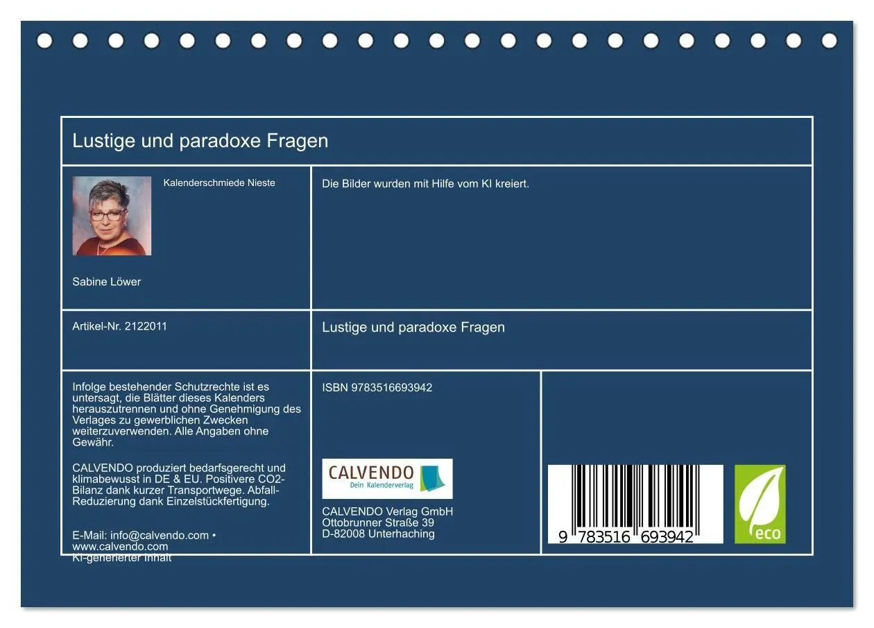Bild: 9783516693942 | Lustige und paradoxe Fragen (Tischkalender 2026 DIN A5 quer),...