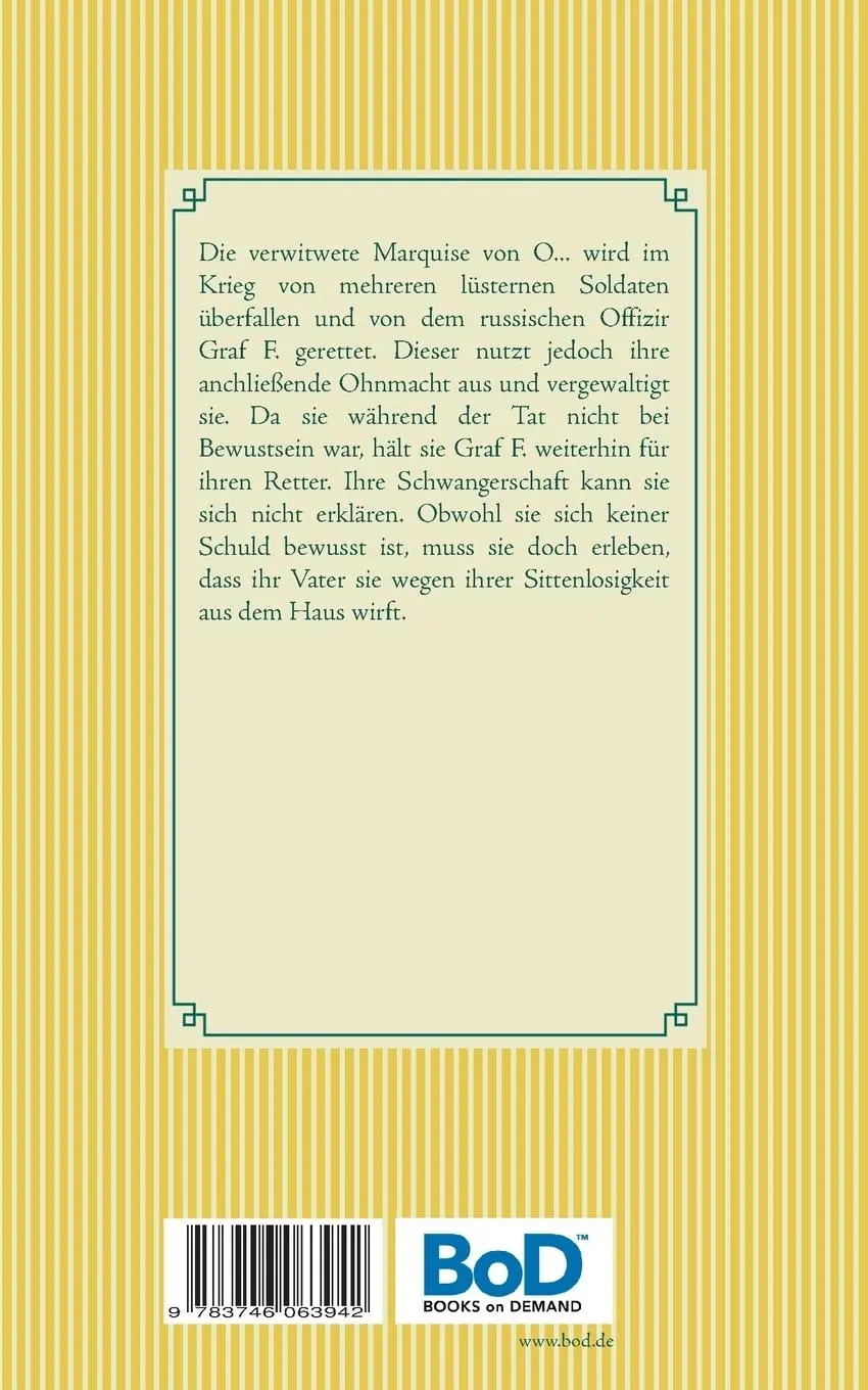 Rückseite: 9783746063942 | Die Marquise von O. | Heinrich von Kleist | Taschenbuch | 52 S. | 2018