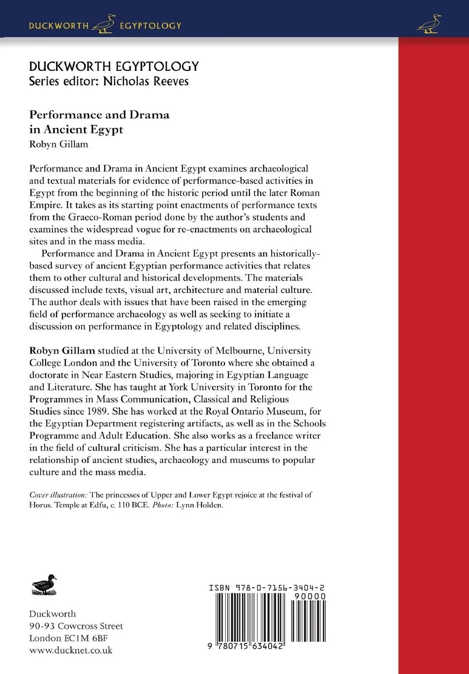 Rückseite: 9780715634042 | Performance and Drama in Ancient Egypt | Robyn Gillam | Taschenbuch