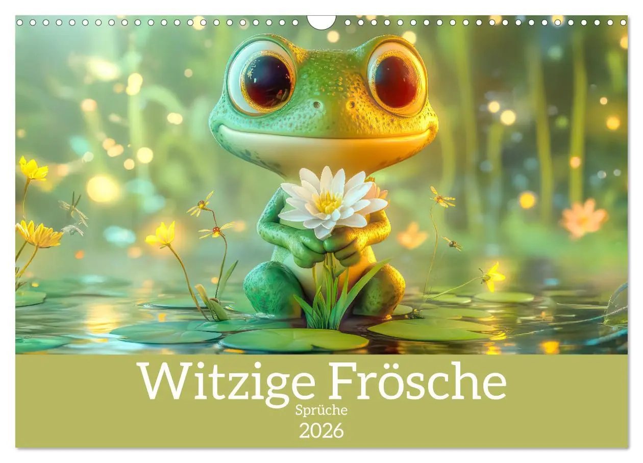 Cover: 9783457254042 | Witzige Frösche - Sprüche (Wandkalender 2026 DIN A3 quer), CALVENDO...