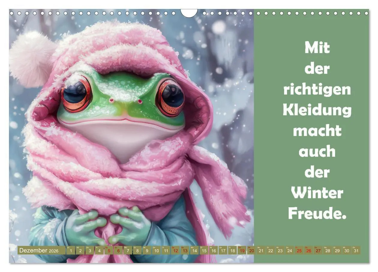 Bild: 9783457254042 | Witzige Frösche - Sprüche (Wandkalender 2026 DIN A3 quer), CALVENDO...