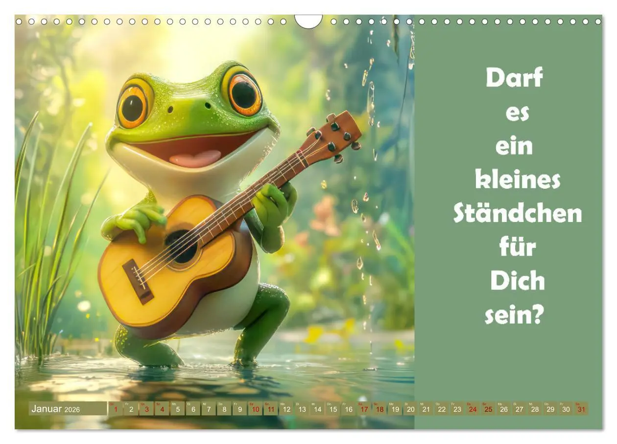 Bild: 9783457254042 | Witzige Frösche - Sprüche (Wandkalender 2026 DIN A3 quer), CALVENDO...