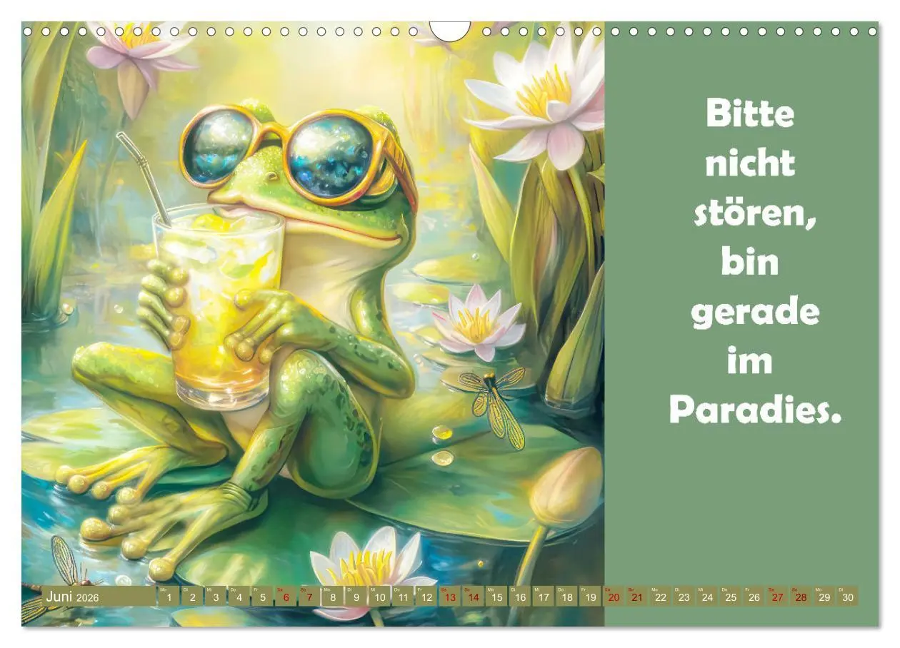 Bild: 9783457254042 | Witzige Frösche - Sprüche (Wandkalender 2026 DIN A3 quer), CALVENDO...