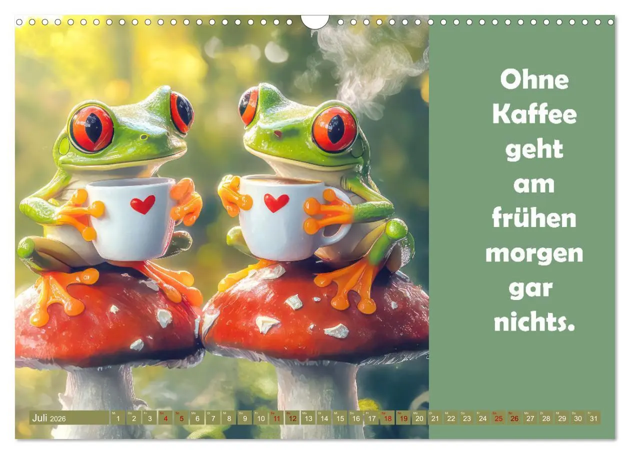 Bild: 9783457254042 | Witzige Frösche - Sprüche (Wandkalender 2026 DIN A3 quer), CALVENDO...