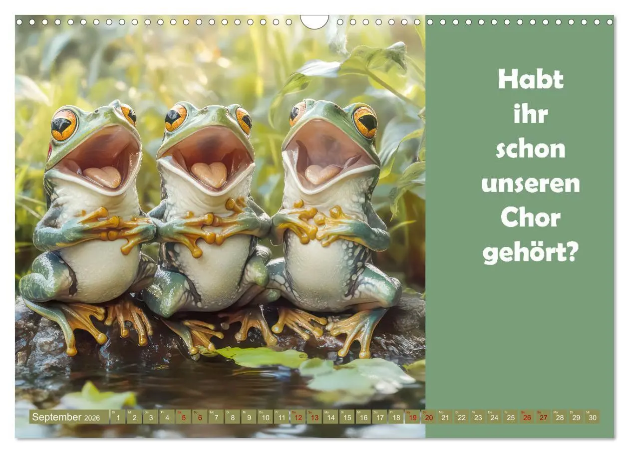 Bild: 9783457254042 | Witzige Frösche - Sprüche (Wandkalender 2026 DIN A3 quer), CALVENDO...