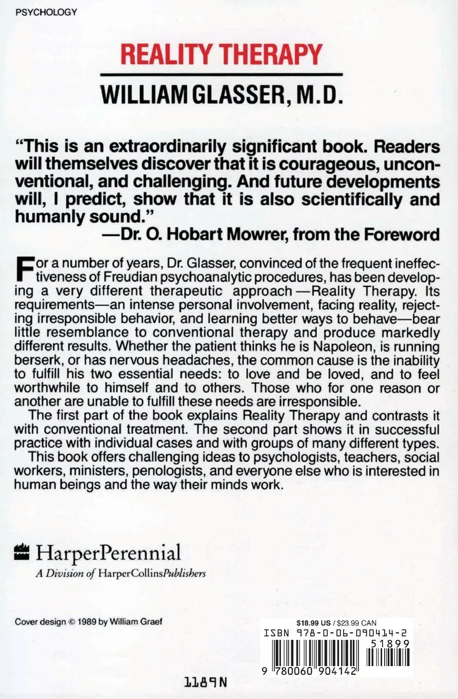 Rückseite: 9780060904142 | Reality Therapy | A New Approach to Psychiatry | William Glasser