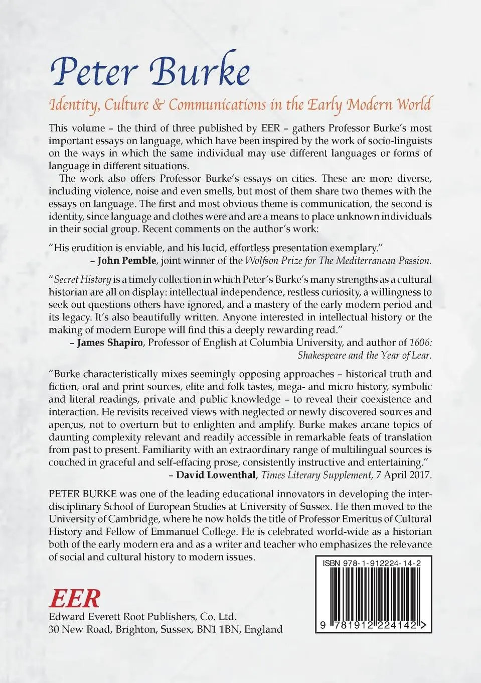 Rückseite: 9781912224142 | Identity, Culture &amp; Communications in the Early Modern World | Burke