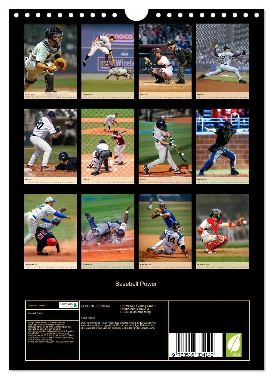 Bild: 9783516334142 | Baseball Power (Wandkalender 2026 DIN A4 hoch), CALVENDO...