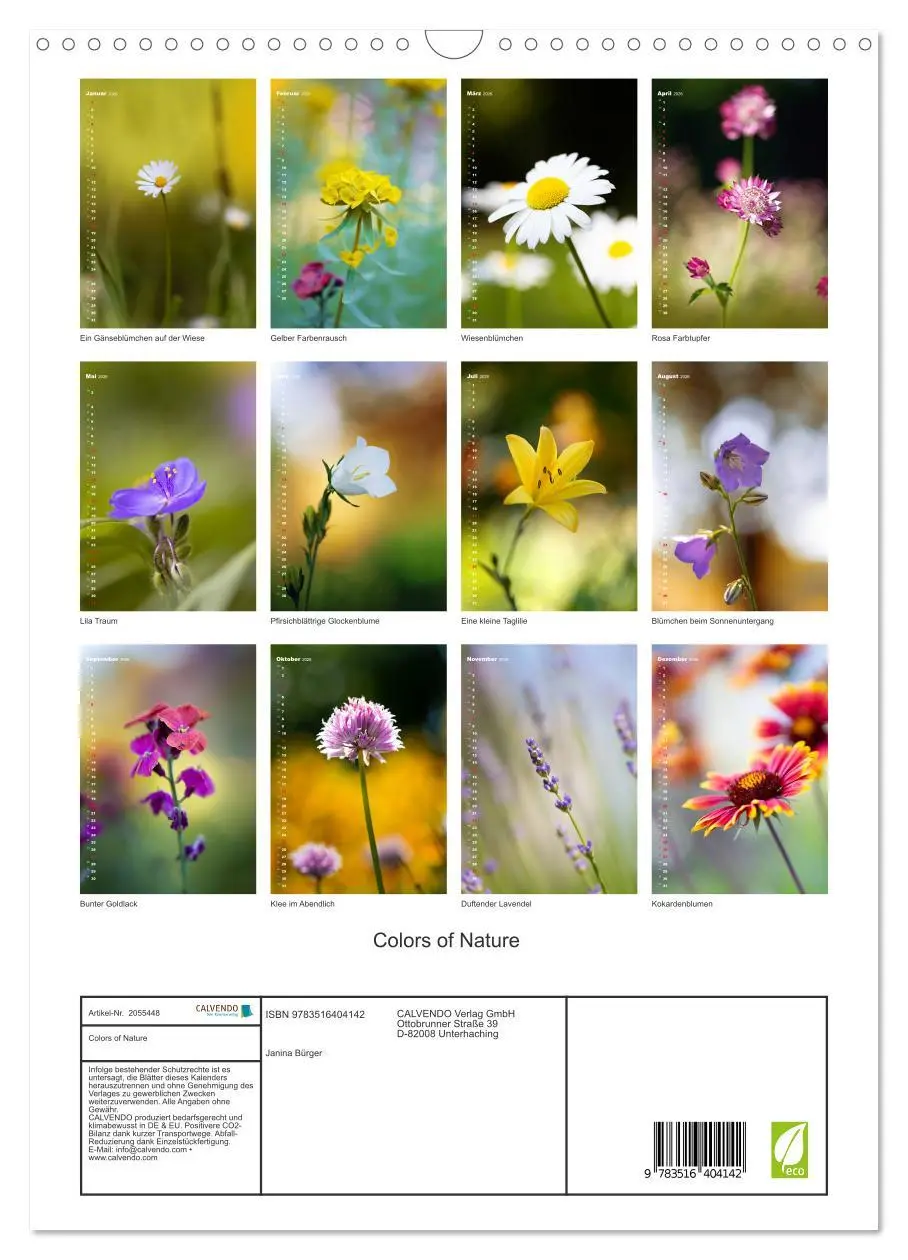 Bild: 9783516404142 | Colors of Nature (Wandkalender 2026 DIN A3 hoch), CALVENDO...