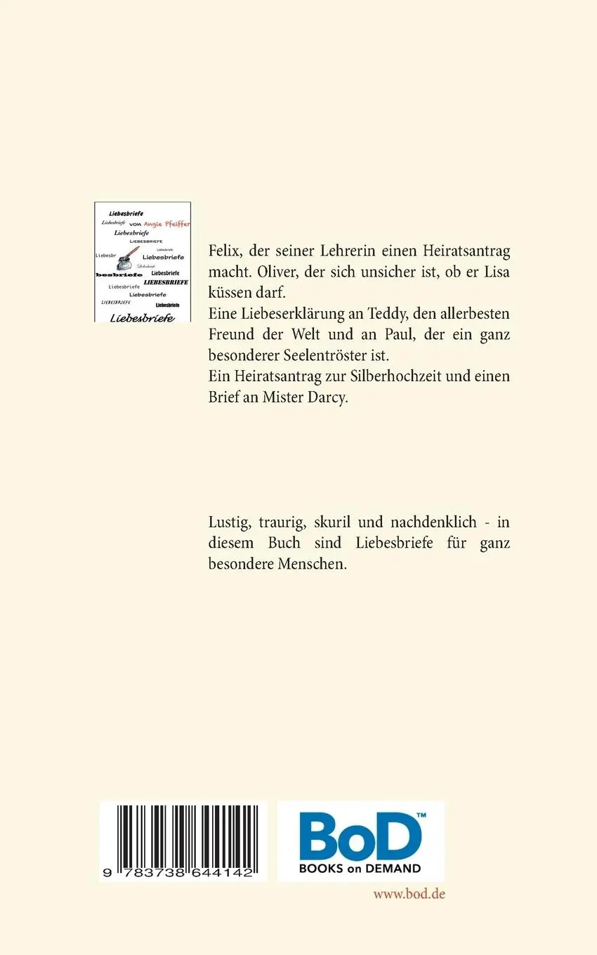 Rückseite: 9783738644142 | Liebesbriefe | Angie Pfeiffer | Taschenbuch | 80 S. | Deutsch | 2015