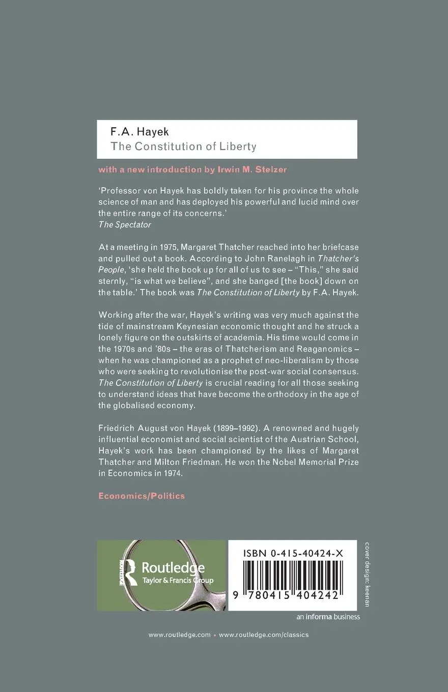 Rückseite: 9780415404242 | The Constitution of Liberty | F. A. Hayek | Taschenbuch | Englisch