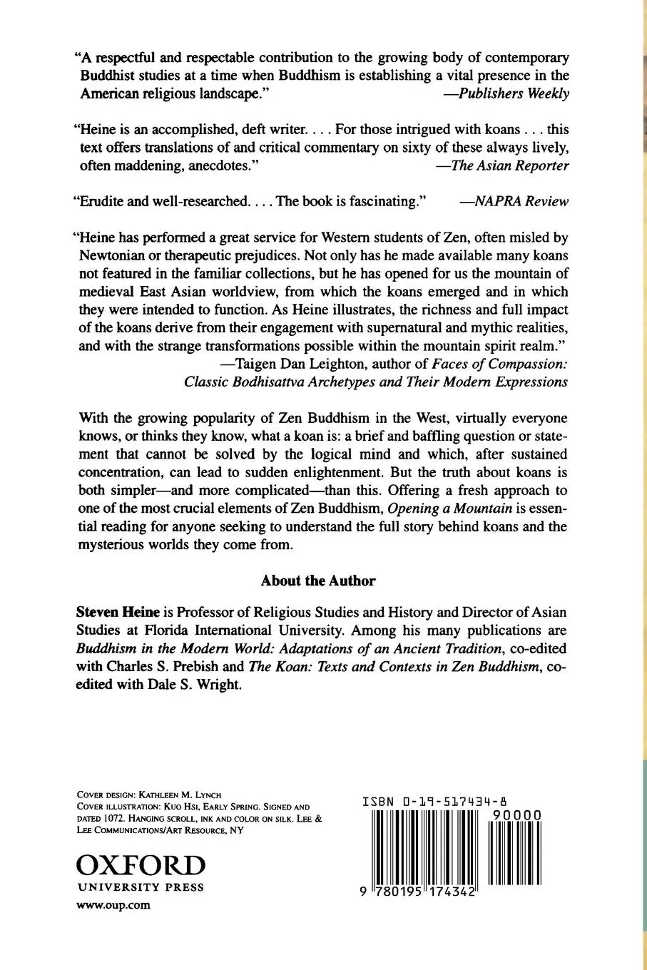 Rückseite: 9780195174342 | Opening a Mountain | Koans of the Zen Masters | Steven Heine | Buch