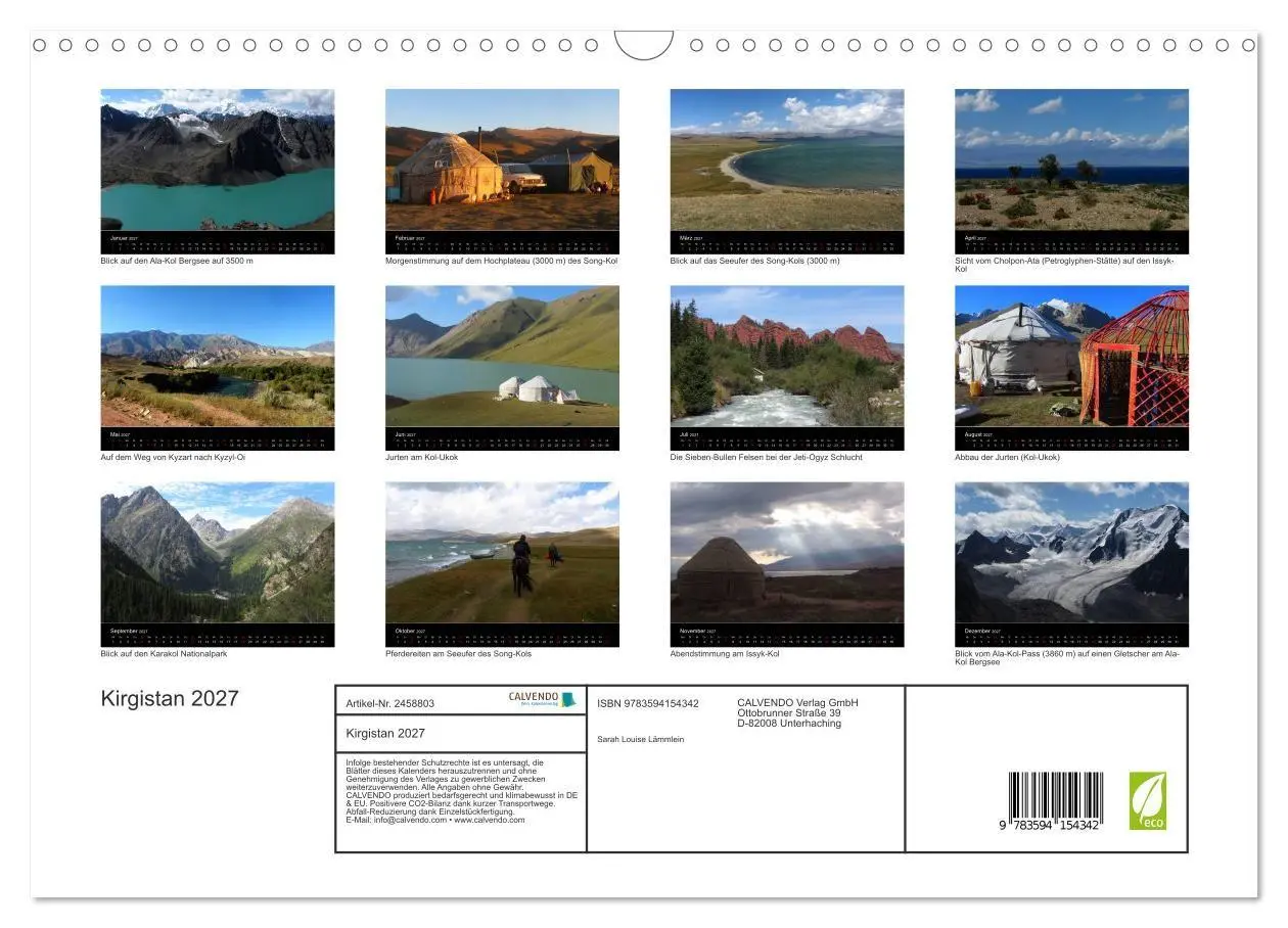 Bild: 9783594154342 | Kirgistan 2027 (Wandkalender 2027 DIN A3 quer), CALVENDO...
