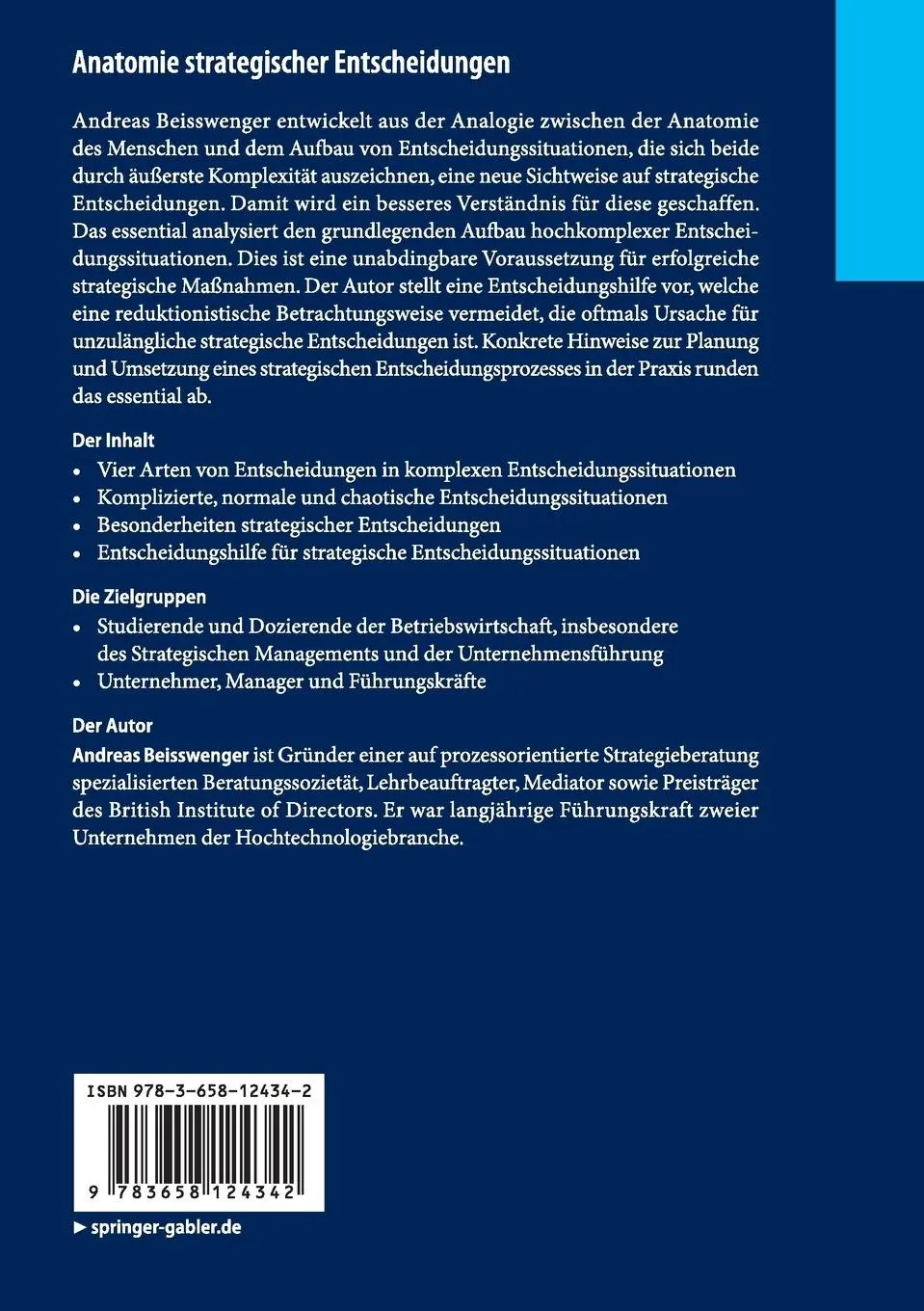 Rückseite: 9783658124342 | Anatomie strategischer Entscheidungen | Andreas Beisswenger | Buch