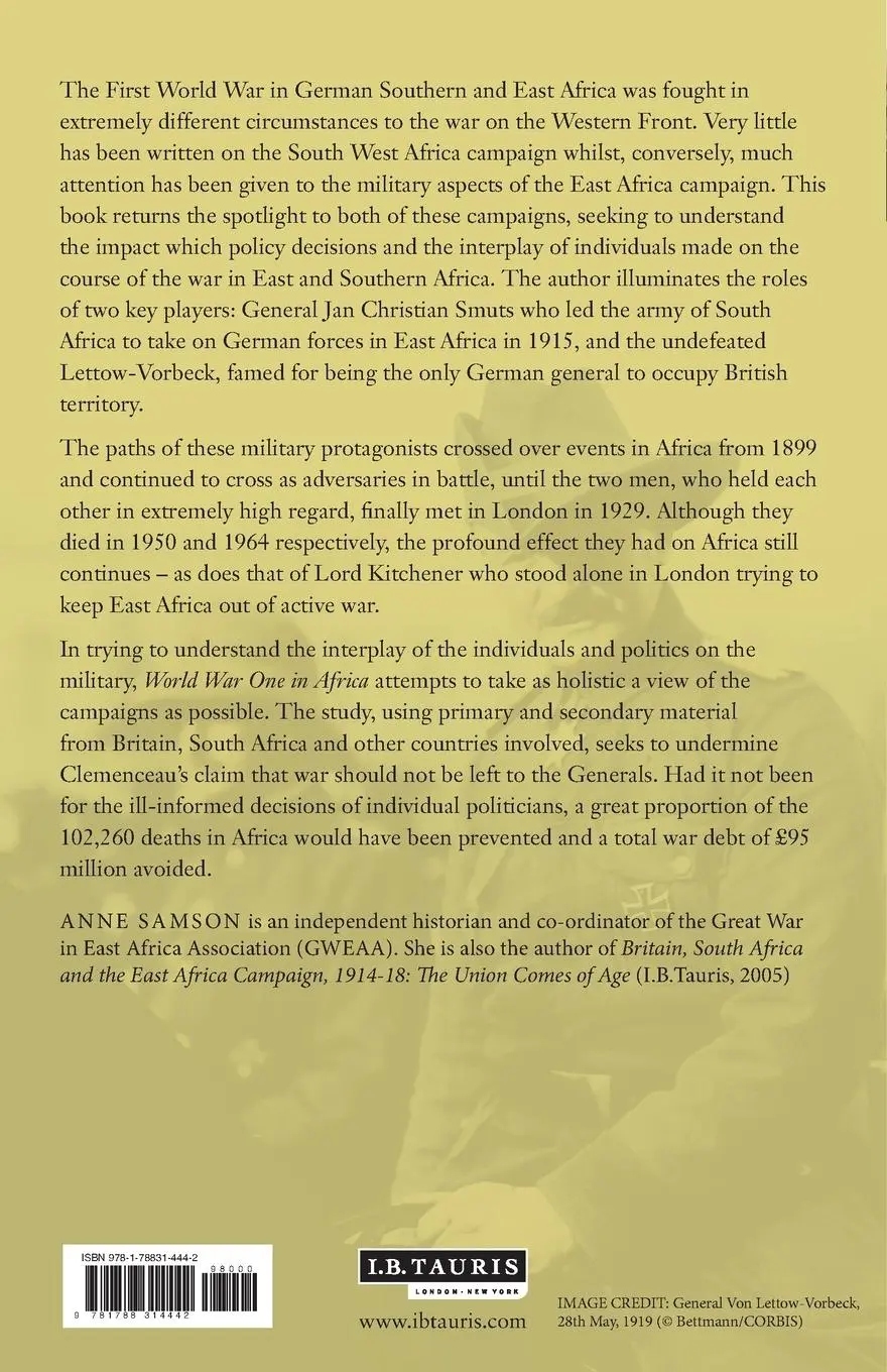 Rückseite: 9781788314442 | World War I in Africa | Anne Samson | Taschenbuch | Englisch | 2019