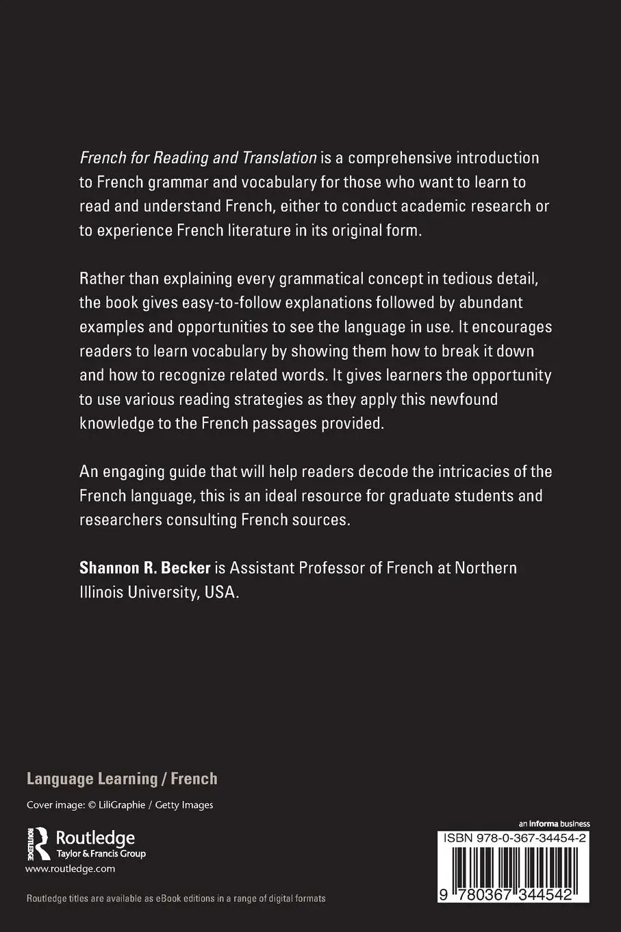 Rückseite: 9780367344542 | French for Reading and Translation | Shannon R. Becker | Taschenbuch