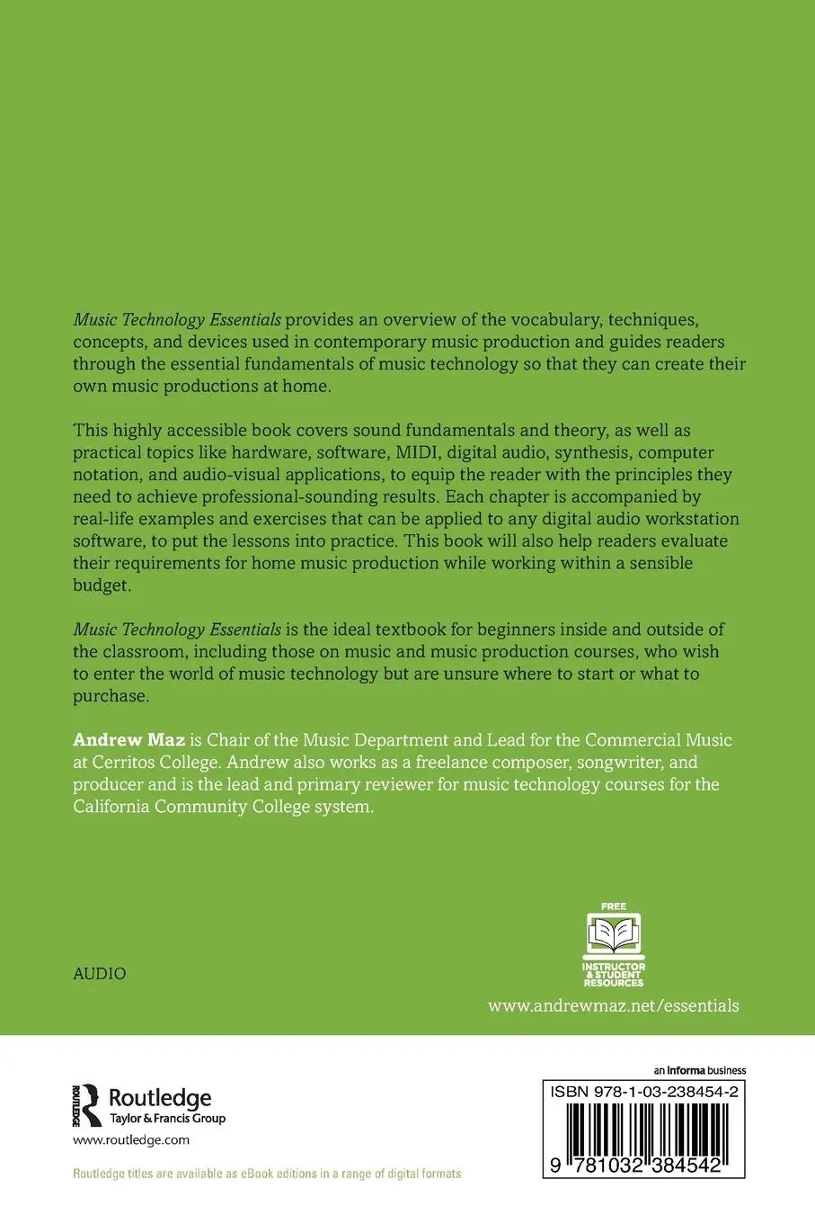 Rückseite: 9781032384542 | Music Technology Essentials | A Home Studio Guide | Andrew Maz | Buch