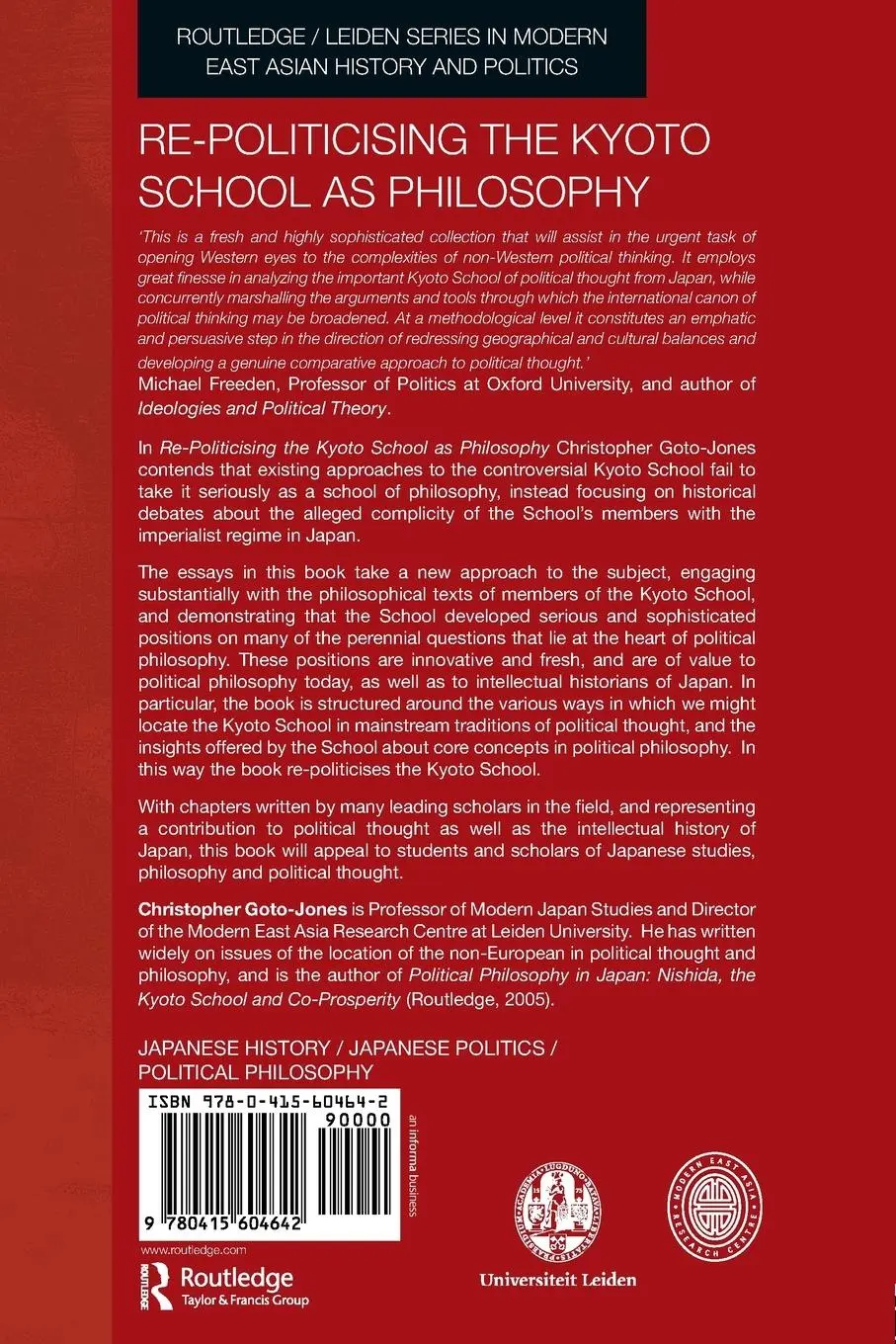 Rückseite: 9780415604642 | Re-Politicising the Kyoto School as Philosophy | Goto-Jones | Buch