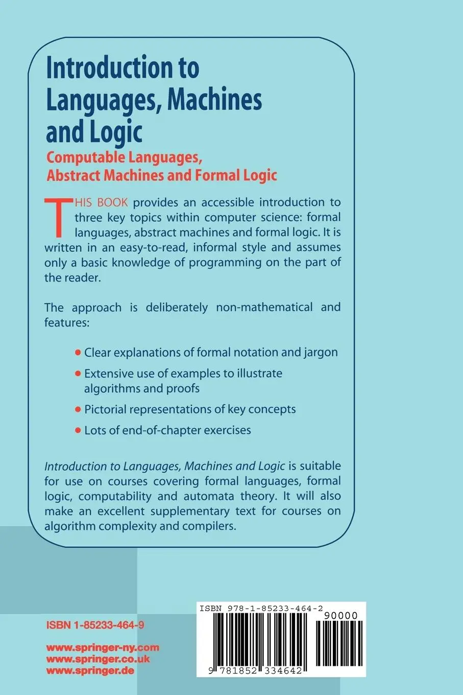 Rückseite: 9781852334642 | Introduction to Languages, Machines and Logic | Alan P. Parkes | Buch