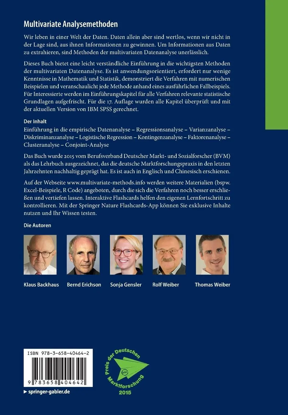 Rückseite: 9783658404642 | Multivariate Analysemethoden | Eine anwendungsorientierte Einführung
