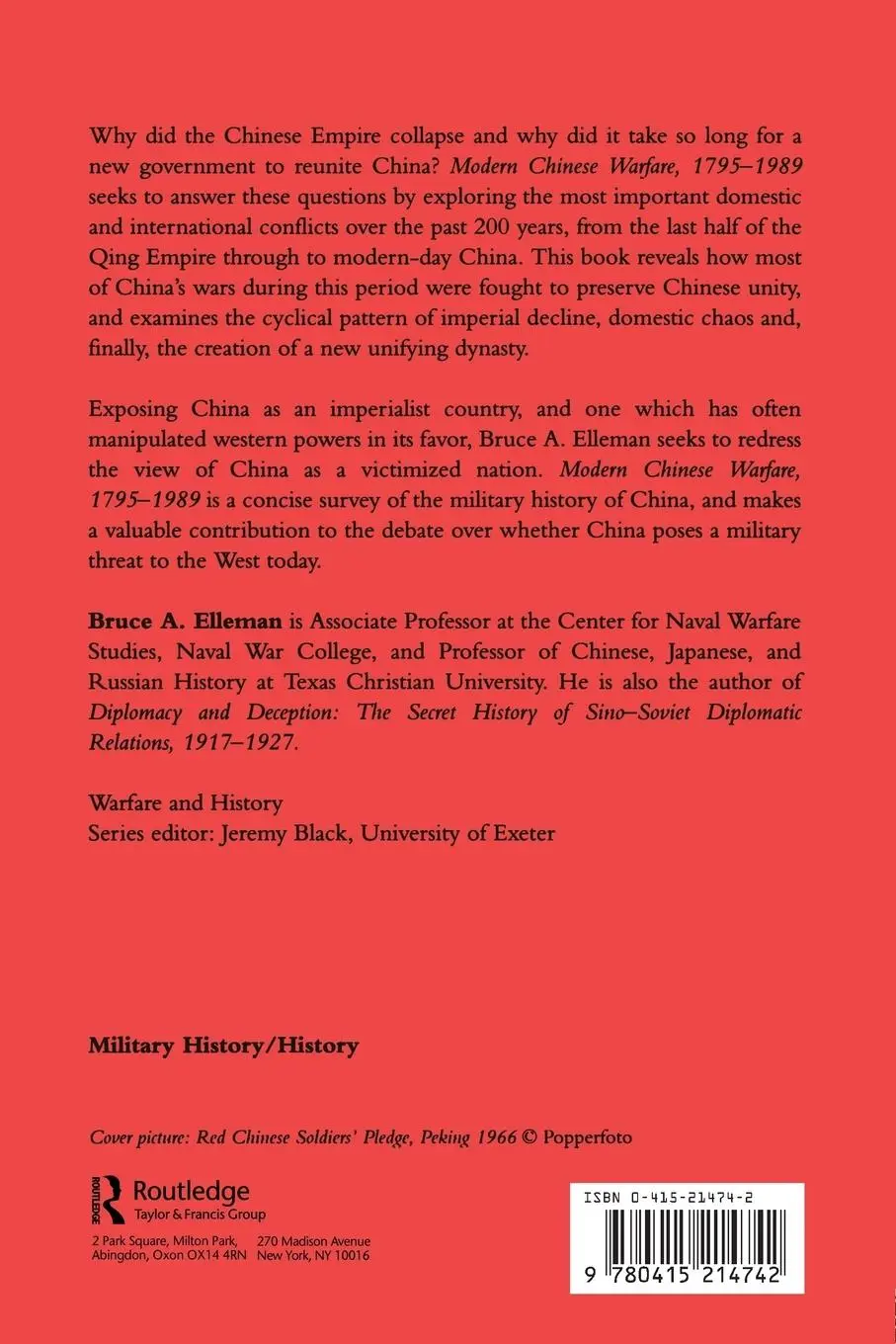 Rückseite: 9780415214742 | Modern Chinese Warfare, 1795-1989 | Bruce A. Elleman | Taschenbuch