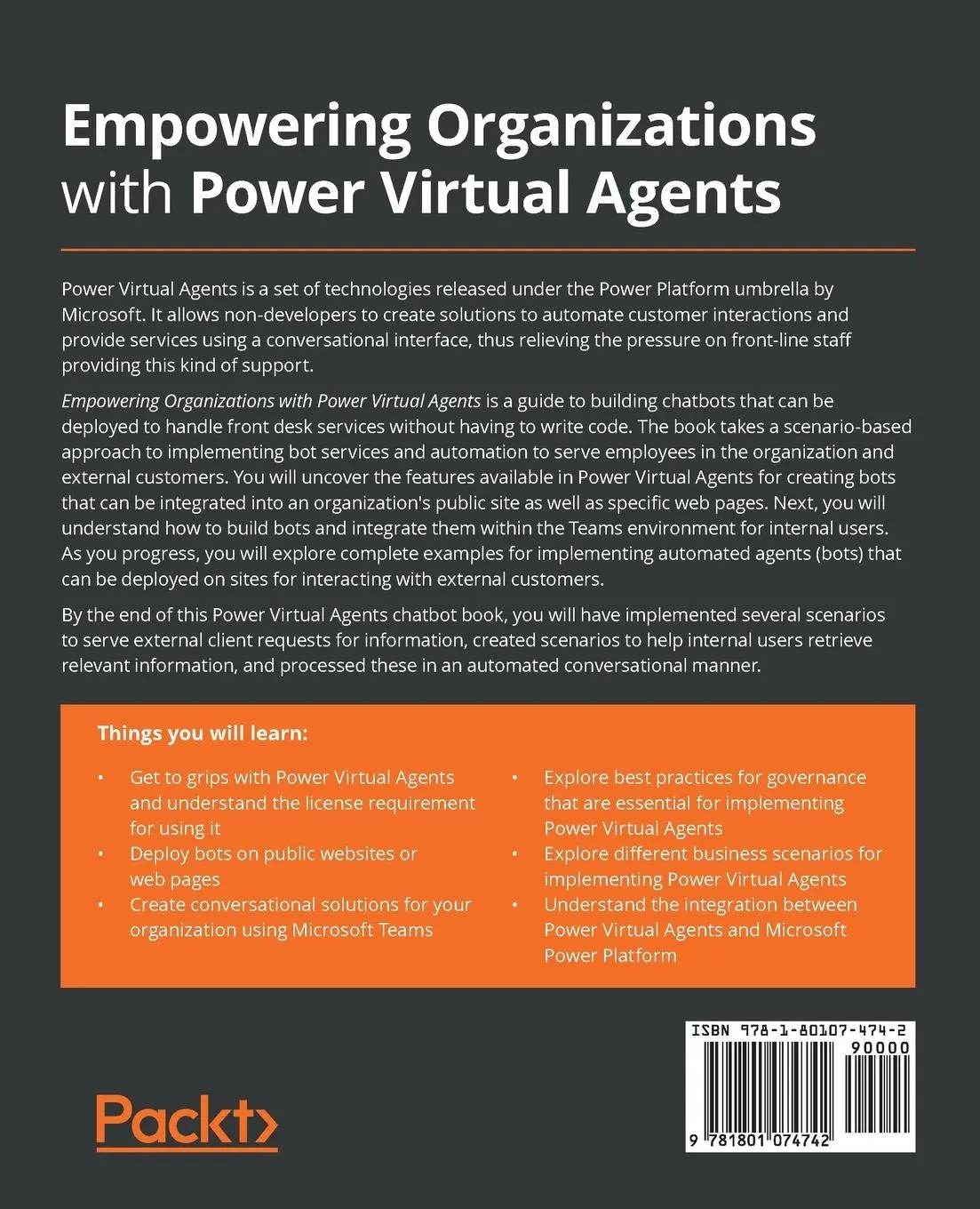 Rückseite: 9781801074742 | Empowering Organizations with Power Virtual Agents | Nicolae Tarla