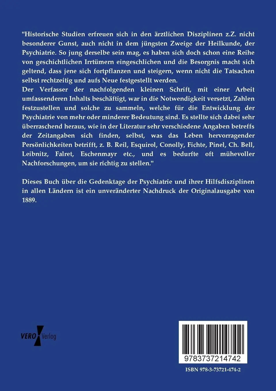 Rückseite: 9783737214742 | Gedenktage der Psychiatrie und ihrer Hilfsdisziplinen in allen Ländern