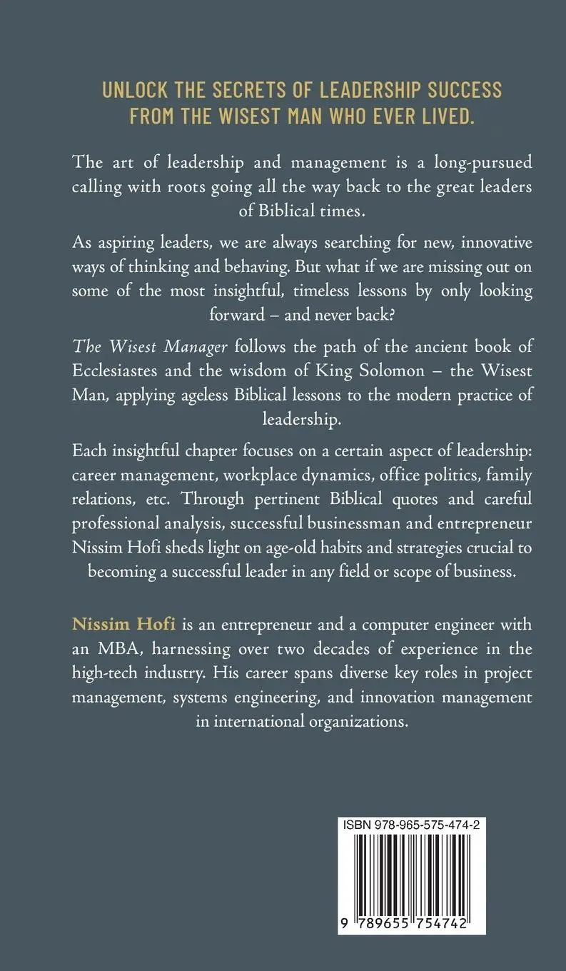 Rückseite: 9789655754742 | The Wisest Manager | Nissim Hofi | Buch | Englisch | 2024