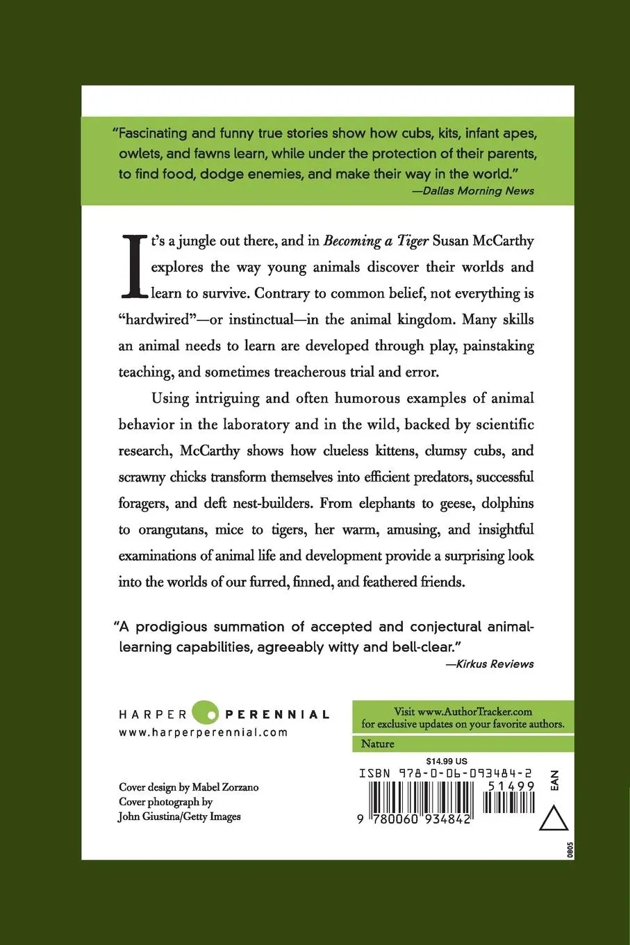 Rückseite: 9780060934842 | Becoming a Tiger | Susan Mccarthy | Taschenbuch | Englisch | 2021