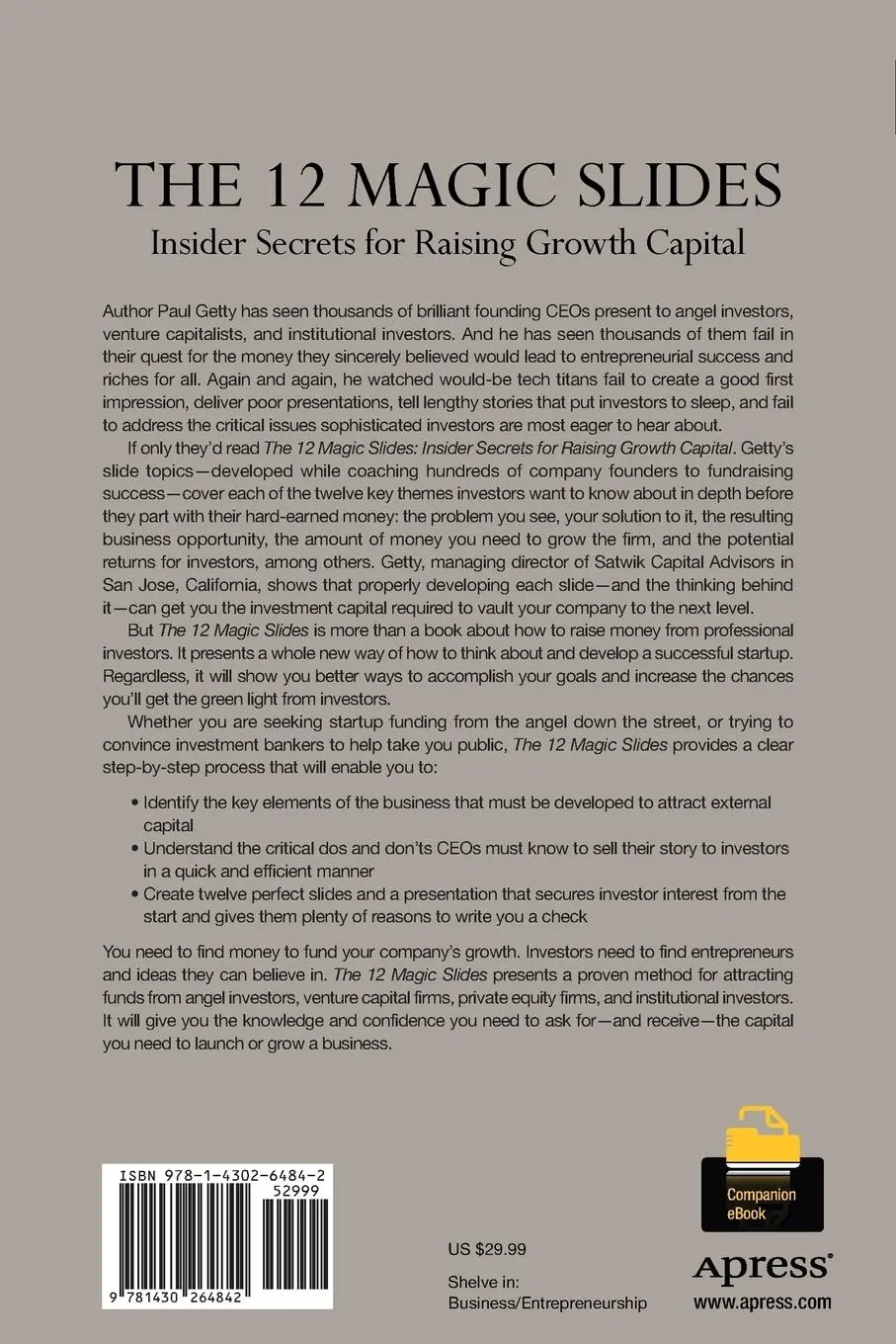 Rückseite: 9781430264842 | The 12 Magic Slides | Insider Secrets for Raising Growth Capital | xvi