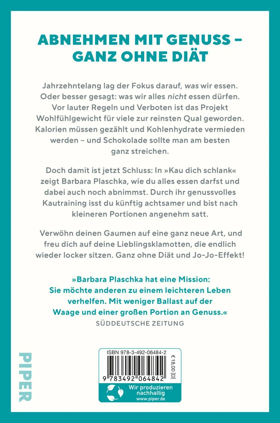 Rückseite: 9783492064842 | Kau dich schlank | Barbara Plaschka | Taschenbuch | 224 S. | Deutsch
