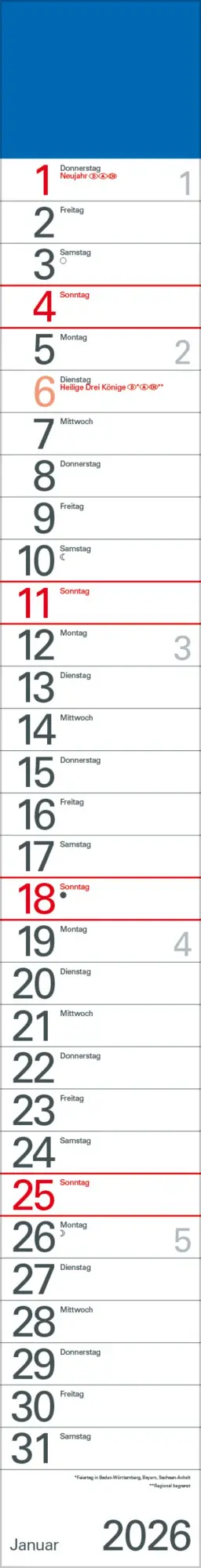 Cover: 9783731884842 | Streifenplaner Blau 2026 | Verlag Korsch | Kalender | 12 S. | Deutsch