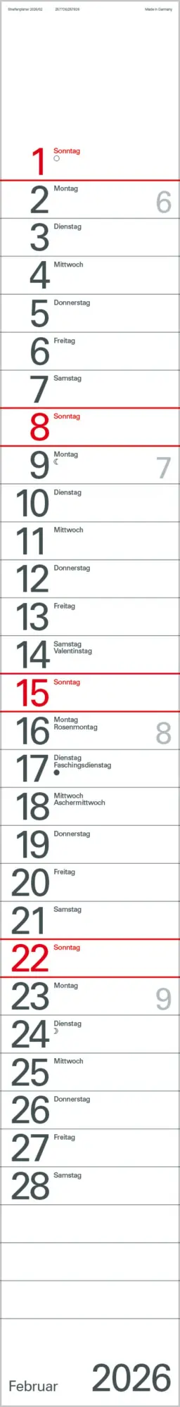 Bild: 9783731884842 | Streifenplaner Blau 2026 | Verlag Korsch | Kalender | 12 S. | Deutsch
