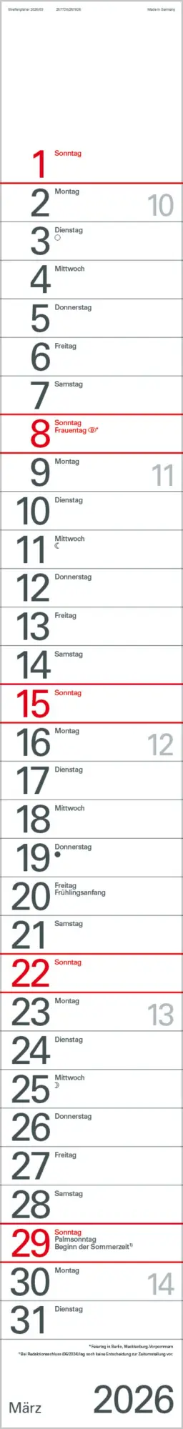 Bild: 9783731884842 | Streifenplaner Blau 2026 | Verlag Korsch | Kalender | 12 S. | Deutsch