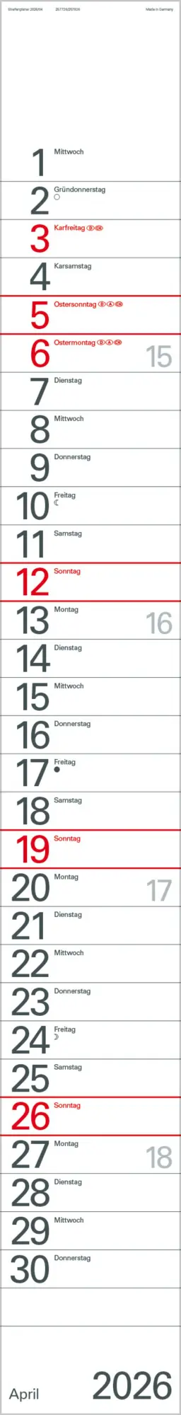 Bild: 9783731884842 | Streifenplaner Blau 2026 | Verlag Korsch | Kalender | 12 S. | Deutsch