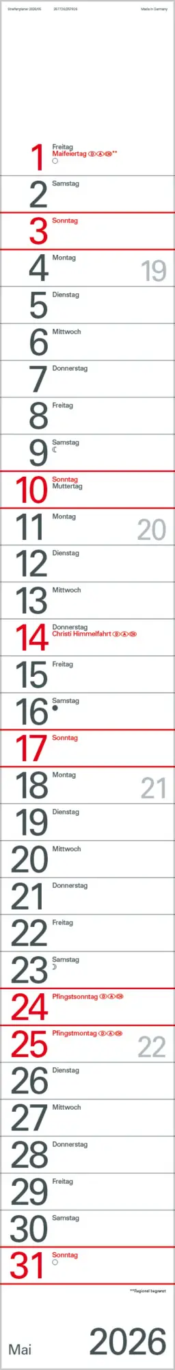 Bild: 9783731884842 | Streifenplaner Blau 2026 | Verlag Korsch | Kalender | 12 S. | Deutsch