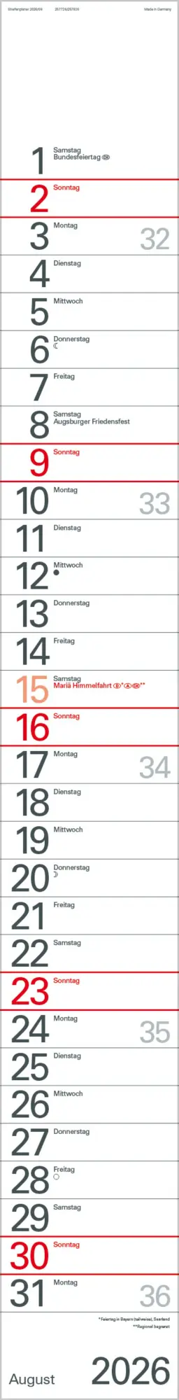 Bild: 9783731884842 | Streifenplaner Blau 2026 | Verlag Korsch | Kalender | 12 S. | Deutsch