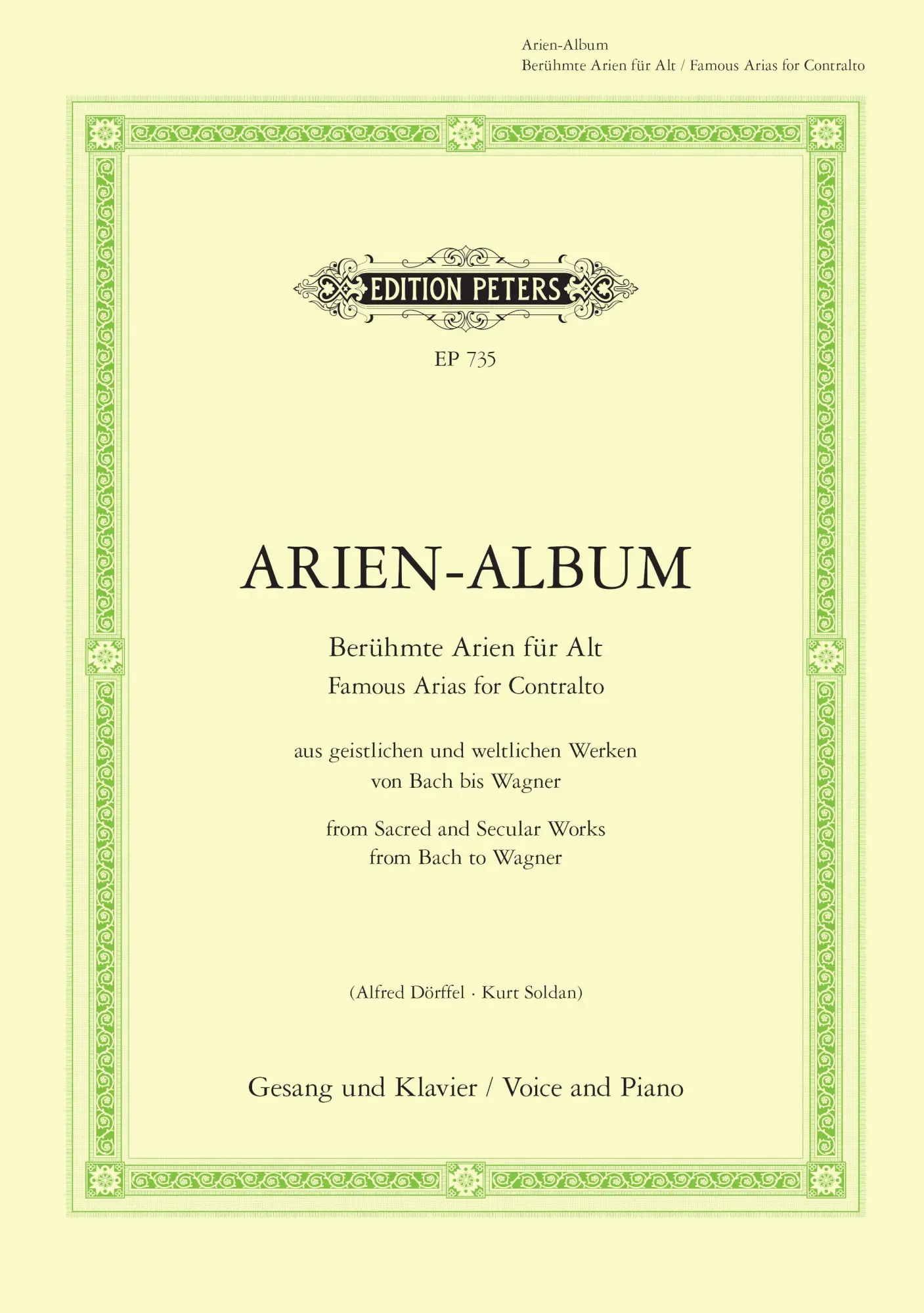 Cover: 9790014004842 | Aria Album for Contralto | mit Klavierbegleitung | Dörffel (u. a.)