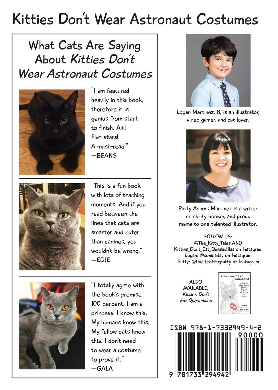 Rückseite: 9781733294942 | Kitties Don't Wear Astronaut Costumes | Patty Adams Martinez | Buch