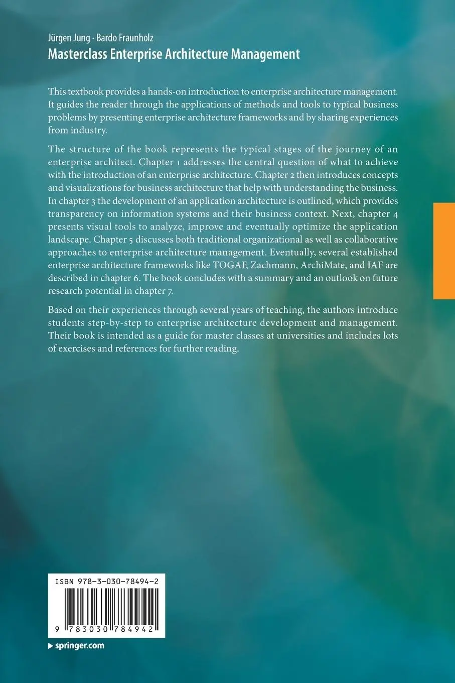 Rückseite: 9783030784942 | Masterclass Enterprise Architecture Management | Fraunholz (u. a.)